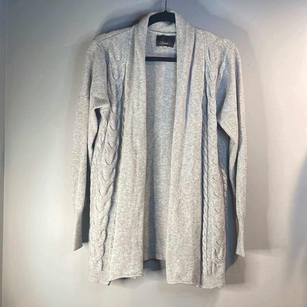 Grey Cable Knit Cardigan
